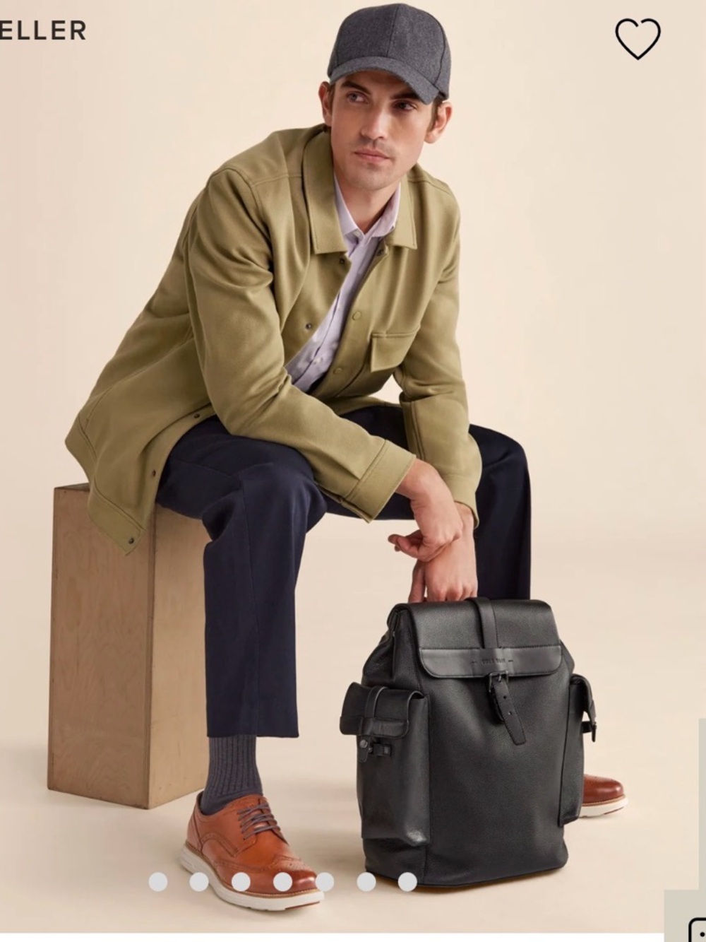 Cole Haan Black Leather Top-Flap Backpack